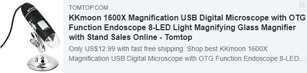Microscopio digital USB de aumento KKmoon 1600X con función OTG Endoscopio Lupa de lupa de luz de 8 LED con soporte Precio: $ 12.99