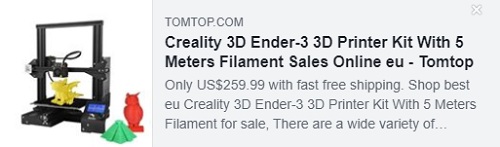 Kit d'imprimante 3D Creality 3D Ender-3 avec filament de 5 mètres Prix: 154,99 $ Livré de l'entrepôt de l'UE, livraison gratuite