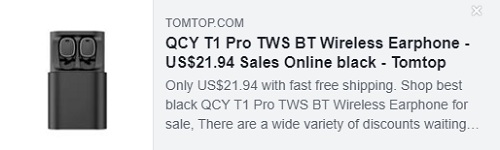 Precio del auricular inalámbrico QCY T1 Pro TWS BT: $ 21.94