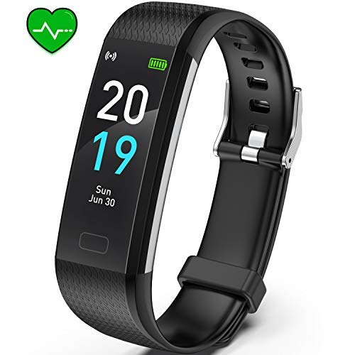 Akasma Fitness Tracker HR, S5 Activity Tracker Watch with Heart Rate Monitor, Pedometer IP68 Waterproof Sleep Monitor Step Counter for Women Men (Black)
