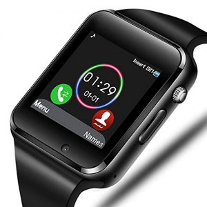 Aeifond Smart Watch Bluetooth Smartwatch Touch Screen Smart Wrist Watch Fitness Tracker with Camera Pedometer SIM TF Card Slot Compatible iPhone iOS Samsung Android for Kids Women Men (Black)